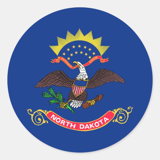 Staatsflagge Nord-Dakota Runder Aufkleber (Vorderseite)