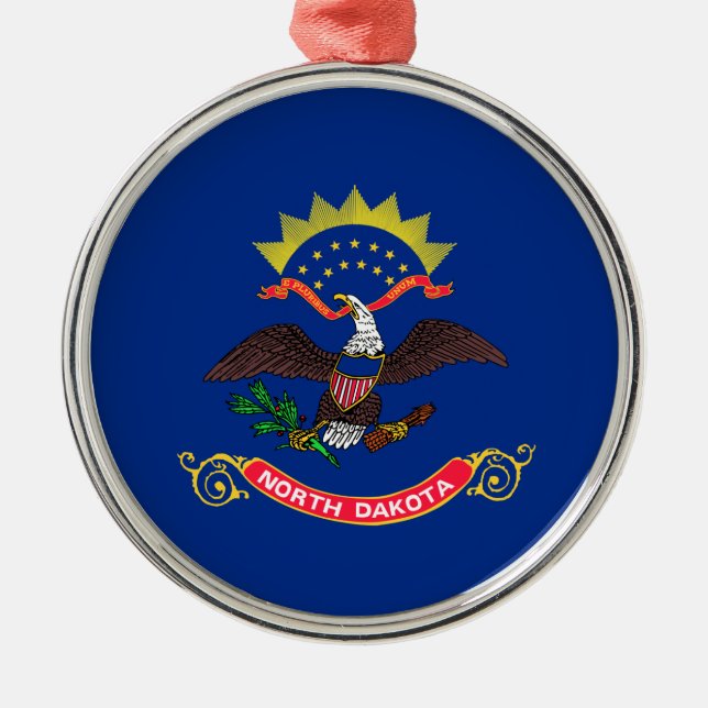 Staatsflagge Norddakota (Norddakotan) (US-Staat) Ornament Aus Metall (Vorne)