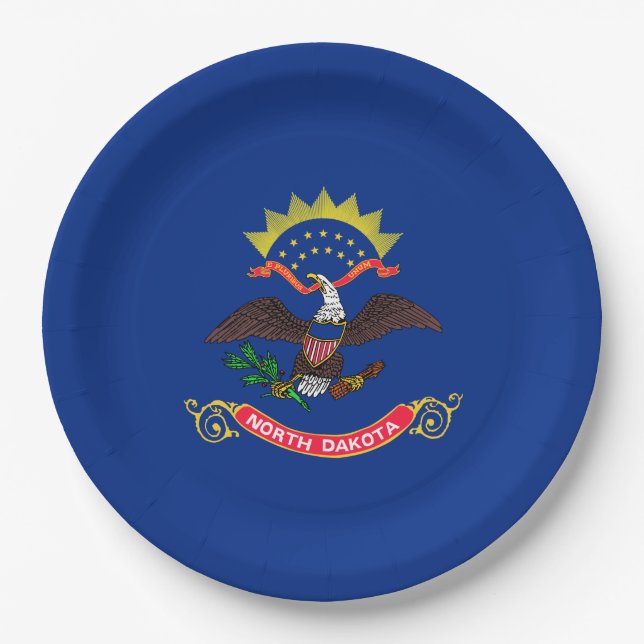 Staatsflagge Norddakota (Norddakotan) (US-Staat) Pappteller (Vorderseite)
