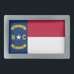 Staatsflagge North Carolina Rechteckige Gürtelschnalle<br><div class="desc">Patriotische Staatsflagge North Carolina.</div>