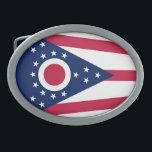 Staatsflagge Ohio Ovale Gürtelschnalle<br><div class="desc">Patriotische Ohio-Staatsflagge.</div>