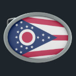Staatsflagge Ohio Ovale Gürtelschnalle<br><div class="desc">Patriotische Ohio-Staatsflagge.</div>