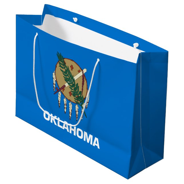 Staatsflagge Oklahoma Große Geschenktüte (Vorderseite Schrägansicht)