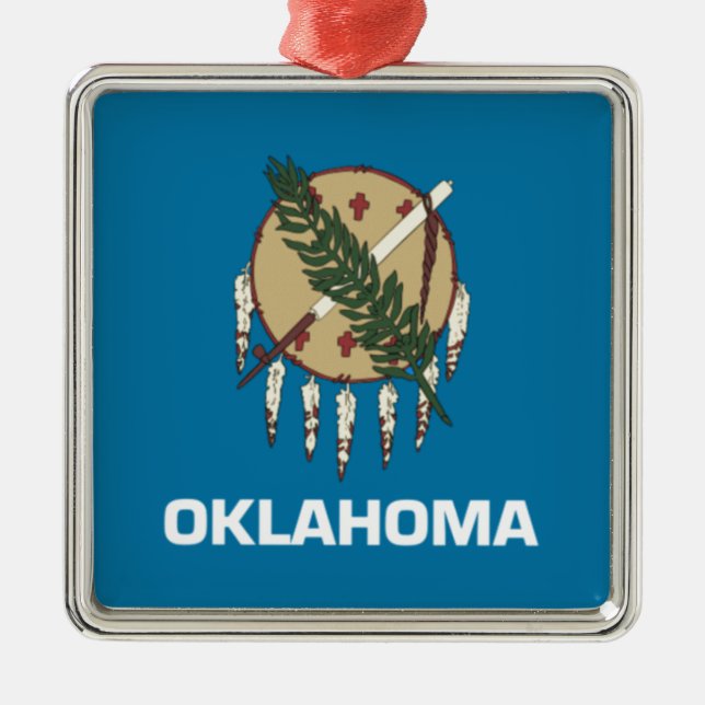Staatsflagge Oklahoma Silbernes Ornament (Vorne)