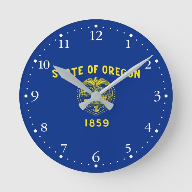 Staatsflagge Oregon Runde Wanduhr (Vorderseite)