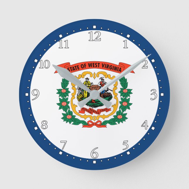 Staatsflagge Patriotic West Virginia Runde Wanduhr (Vorderseite)