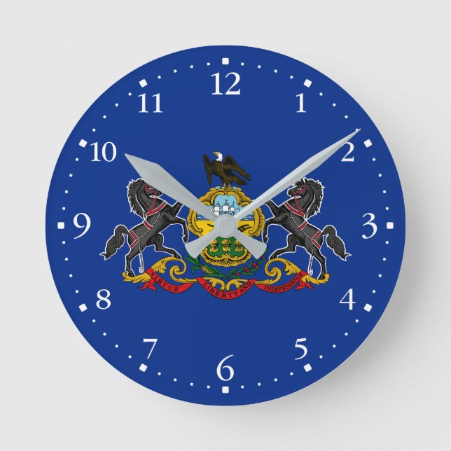 Staatsflagge Pennsylvania Runde Wanduhr (Vorderseite)