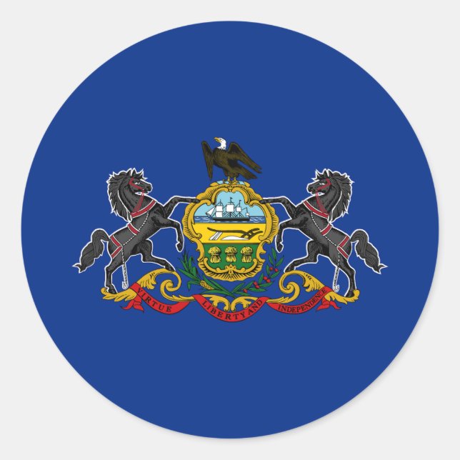 Staatsflagge Pennsylvania Runder Aufkleber (Vorderseite)