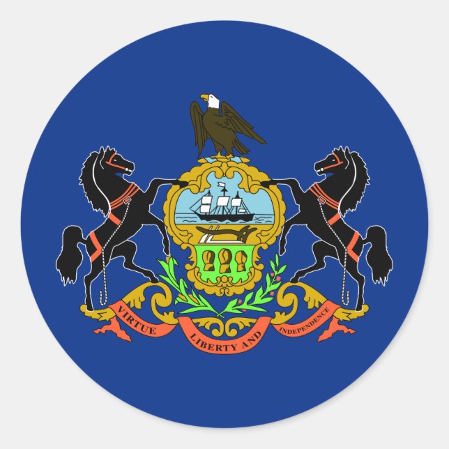 Staatsflagge Pennsylvania Runder Aufkleber (Vorderseite)
