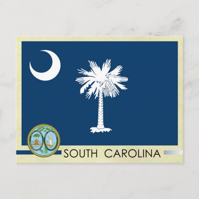Staatsflagge Süd-Carolina und Siegel Postkarte (Vorderseite)