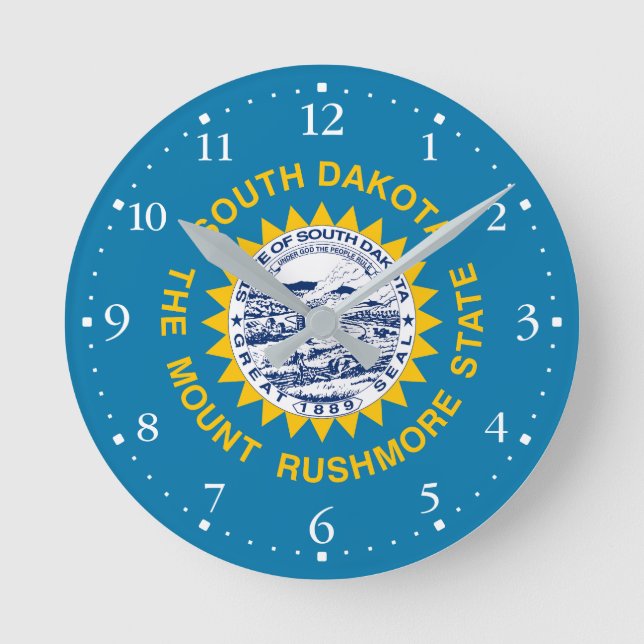 Staatsflagge Süddakota Runde Wanduhr (Vorderseite)