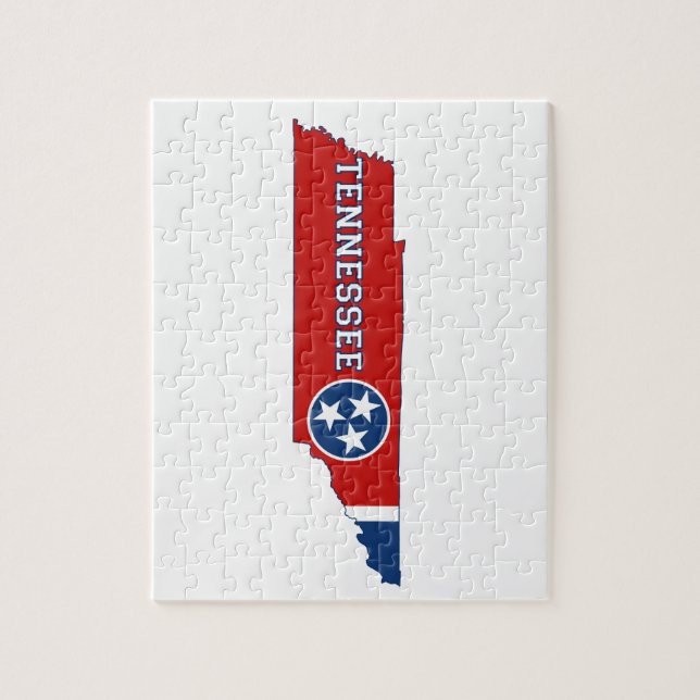 Staatsflagge Tennessee und Karte (Vertikal)