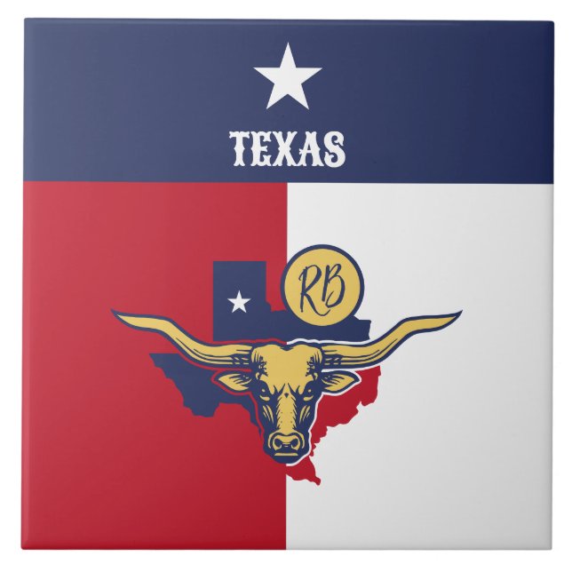 Staatsflagge Texas Fliese (Vorderseite)