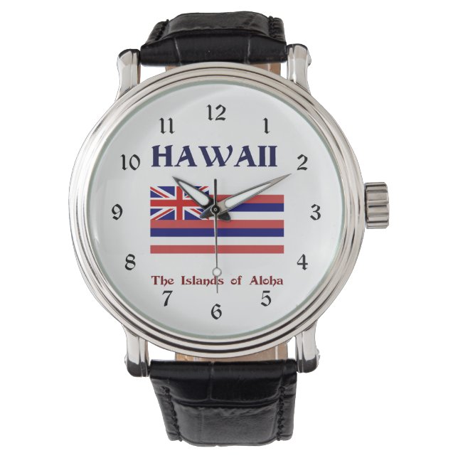 Staatsflagge und Motto von Hawaii Armbanduhr (Vorderseite)