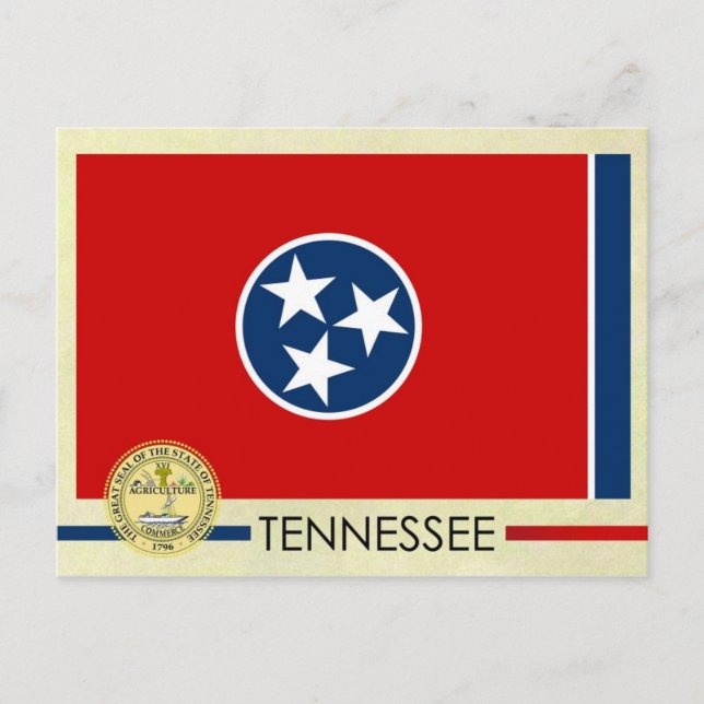 Staatsflagge und Siegel von Tennessee Postkarte (Vorderseite)