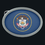 Staatsflagge Utah Ovale Gürtelschnalle<br><div class="desc">Patriotische Utah-Staatsflagge.</div>