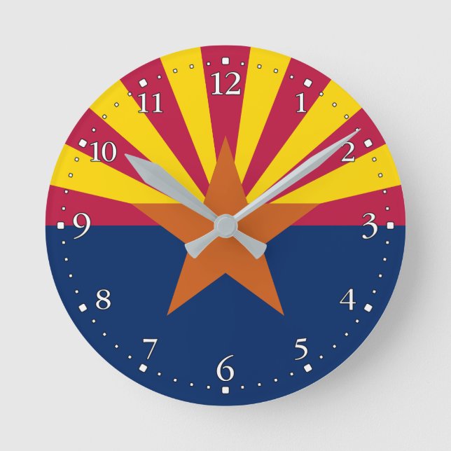 Staatsflagge von Arizona Runde Wanduhr (Vorderseite)