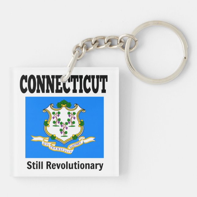Staatsflagge von Connecticut Schlüsselanhänger (Rückseite)