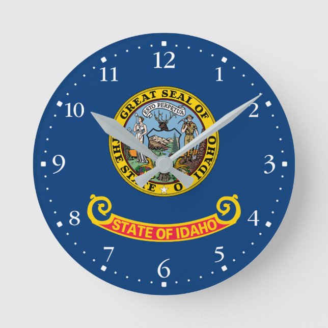 Staatsflagge von Idaho Runde Wanduhr (Vorderseite)