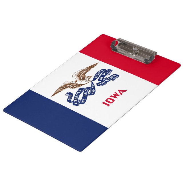 Staatsflagge von Iowa Klemmbrett (Schrägansicht)