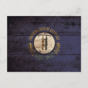 Staatsflagge von Kentucky auf Altholzkörnern Postkarte