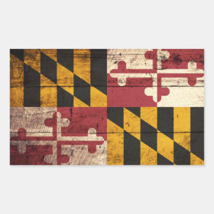 Staatsflagge von Maryland auf Altholzkörnern Rechteckiger Aufkleber