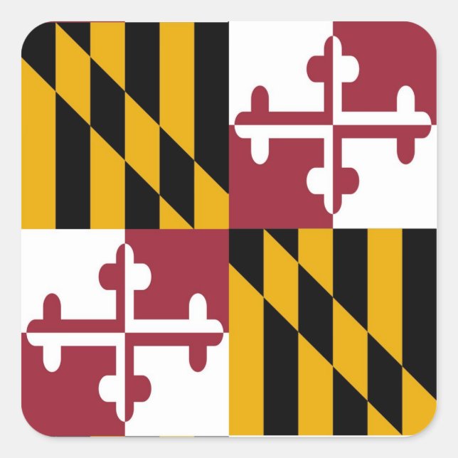 Staatsflagge von Maryland Quadratischer Aufkleber (Vorderseite)