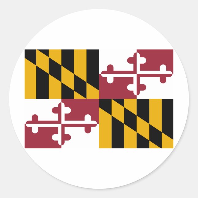 Staatsflagge von Maryland Runder Aufkleber (Vorderseite)