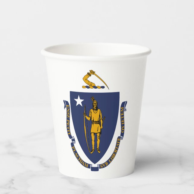 Staatsflagge von Massachusetts Pappbecher (Vorderseite)
