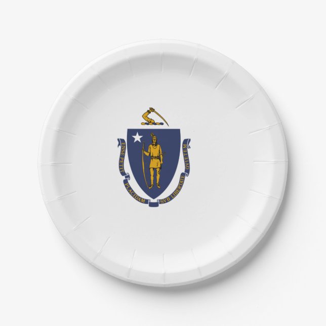 Staatsflagge von Massachusetts Pappteller (Vorderseite)