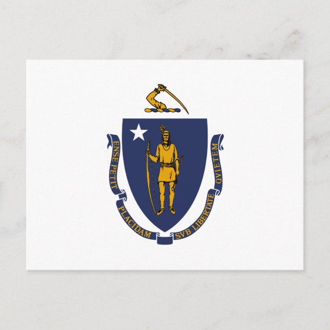 Staatsflagge von Massachusetts Postkarte (Vorderseite)