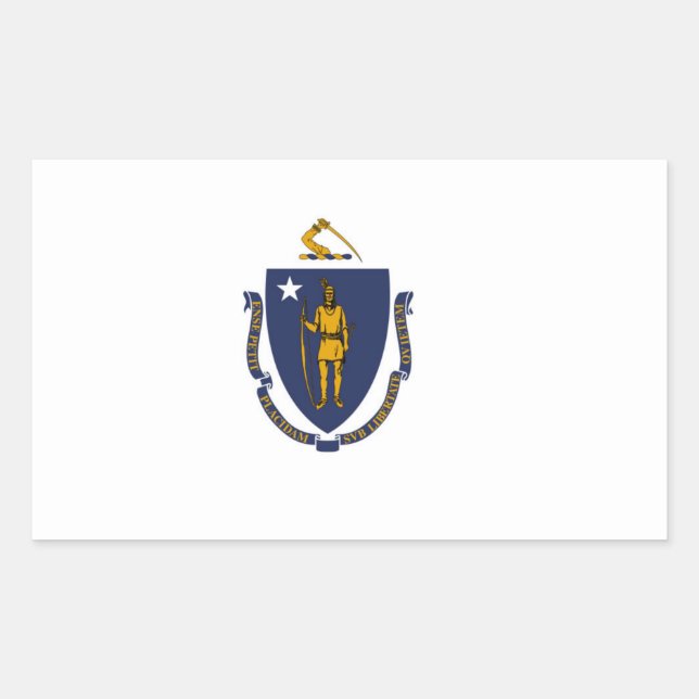 Staatsflagge von Massachusetts Rechteckiger Aufkleber (Vorderseite)