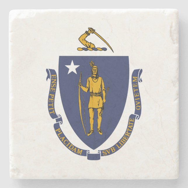 Staatsflagge von Massachusetts Steinuntersetzer (Vorderseite)