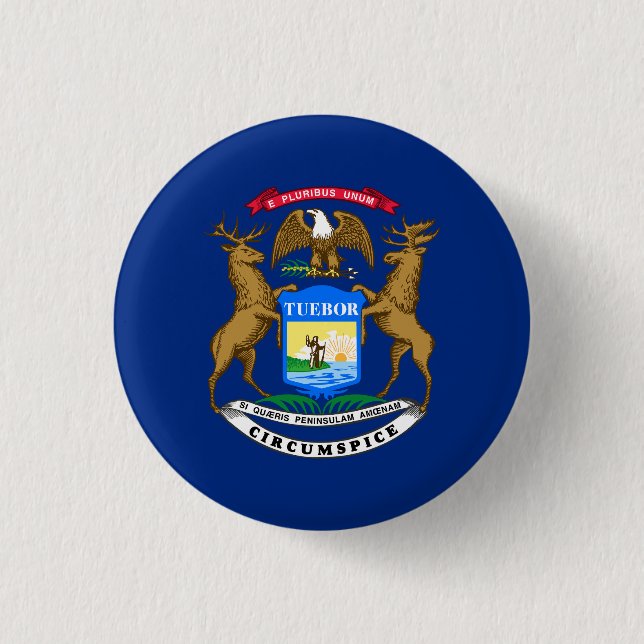 Staatsflagge von Michigan Button (Vorderseite)
