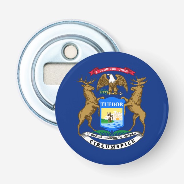Staatsflagge von Michigan Flaschenöffner (Vorderseite)