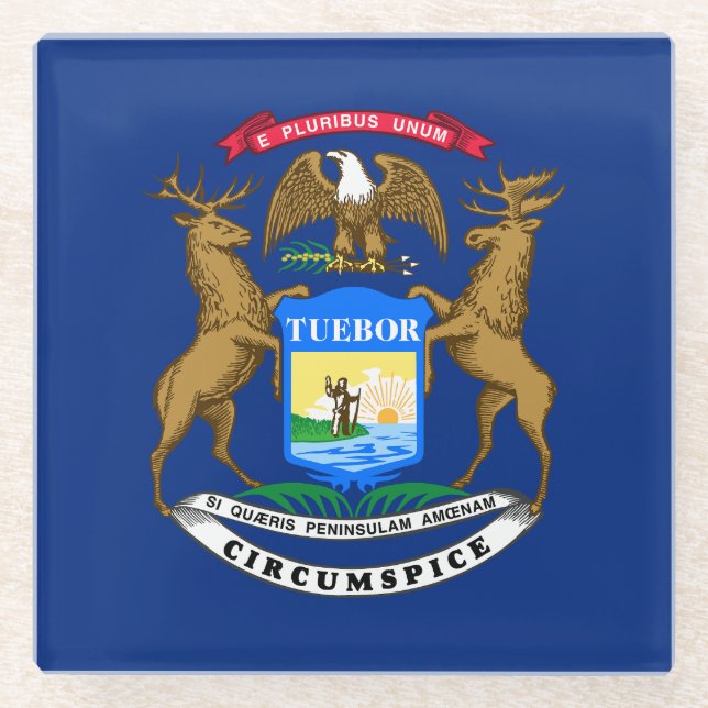 Staatsflagge von Michigan Glasuntersetzer (Vorderseite)