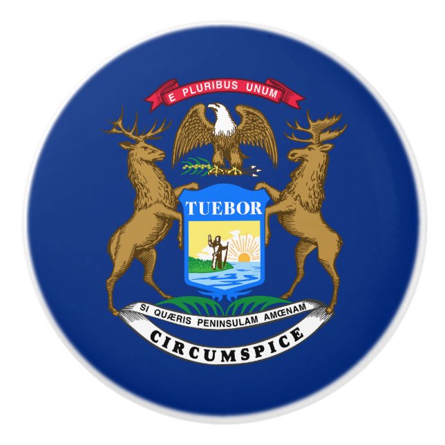 Staatsflagge von Michigan Keramikknauf (Vorderseite)