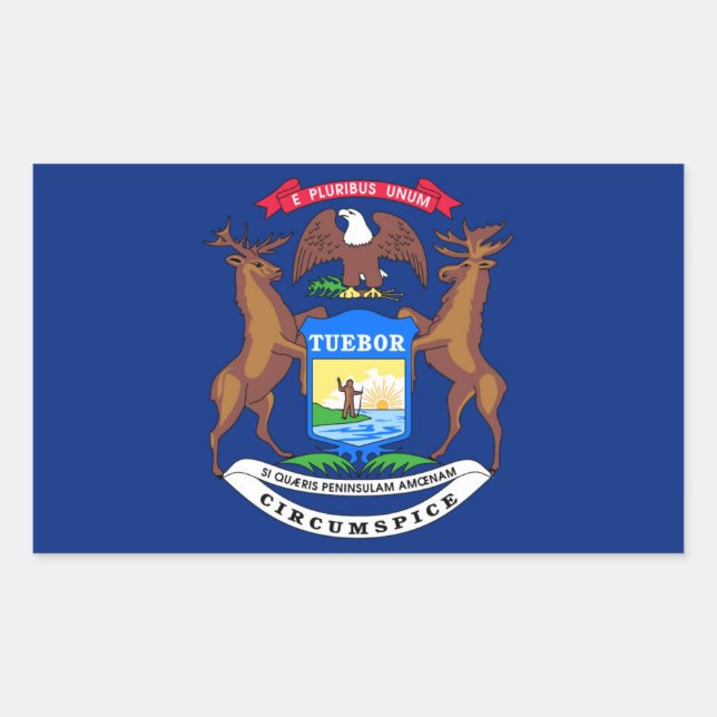 Staatsflagge von Michigan Rechteckiger Aufkleber (Vorderseite)