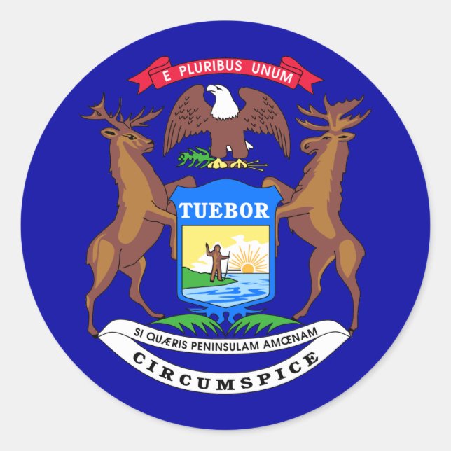 Staatsflagge von Michigan Runder Aufkleber (Vorderseite)