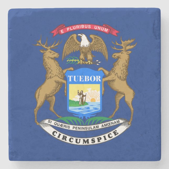 Staatsflagge von Michigan Steinuntersetzer (Vorderseite)