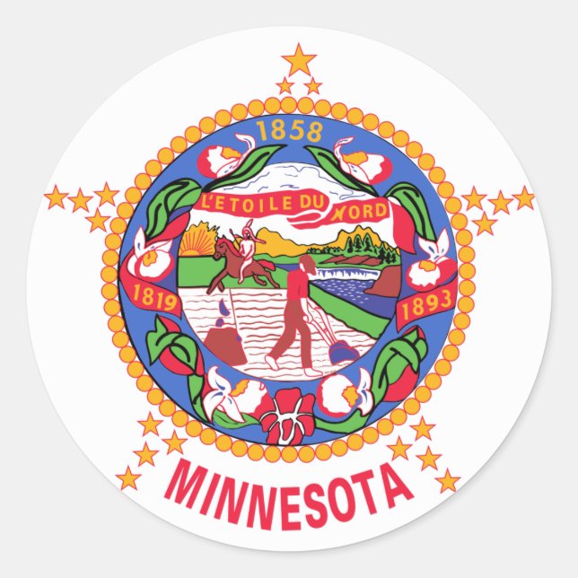 Staatsflagge von Minnesota Runder Aufkleber (Vorderseite)