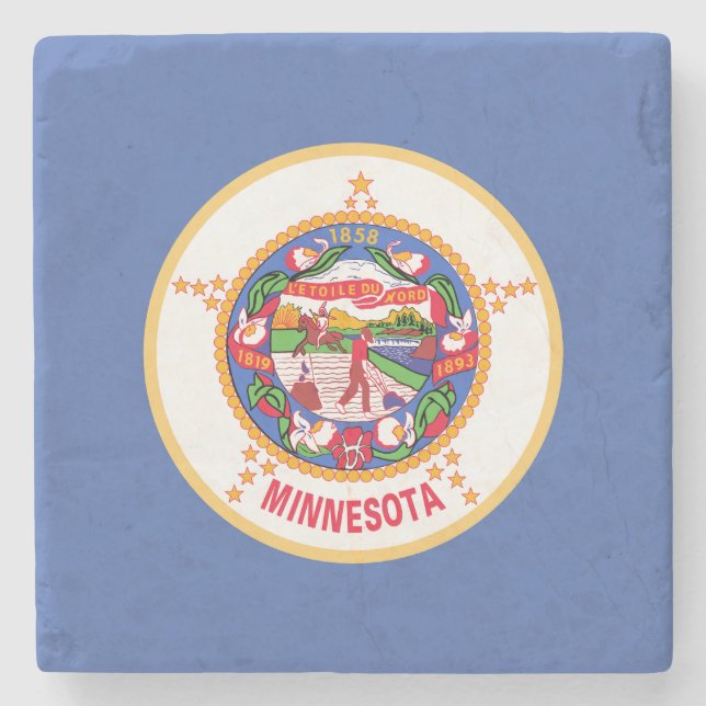 Staatsflagge von Minnesota Steinuntersetzer (Vorderseite)