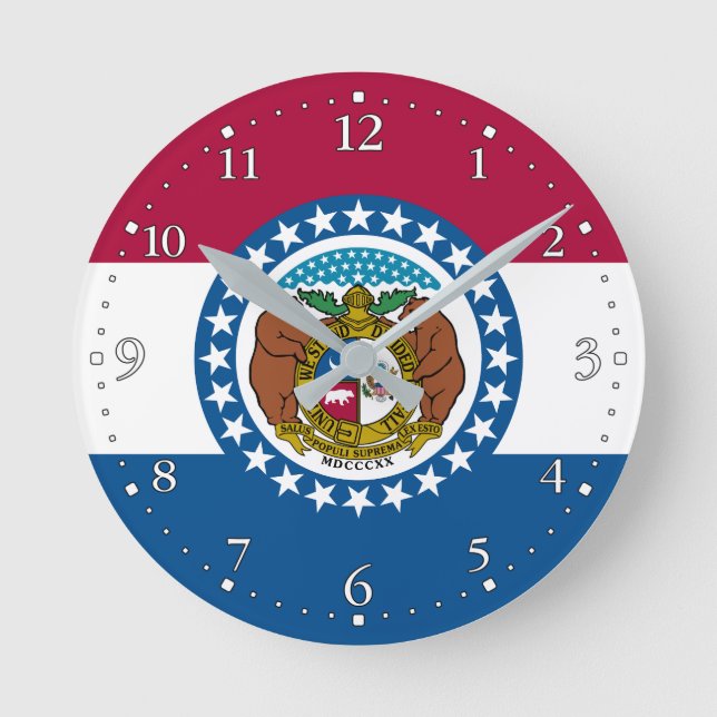 Staatsflagge von Missouri Runde Wanduhr (Vorderseite)