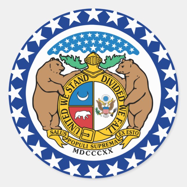 Staatsflagge von Missouri Runder Aufkleber (Vorderseite)