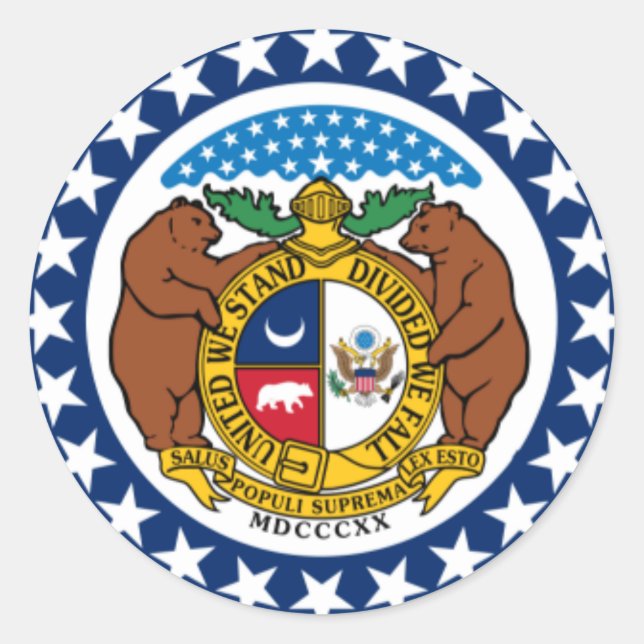 Staatsflagge von Missouri Runder Aufkleber (Vorderseite)