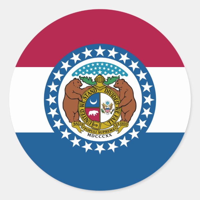 Staatsflagge von Missouri Runder Aufkleber (Vorderseite)