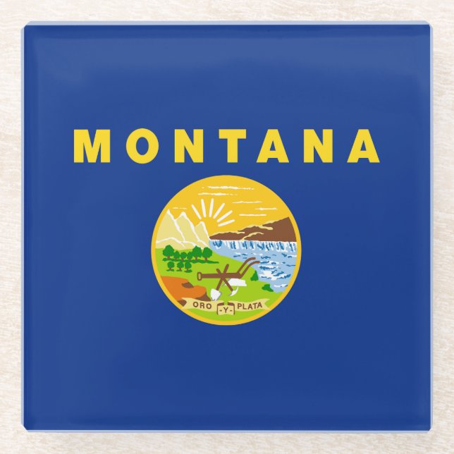 Staatsflagge von Montana Glasuntersetzer (Vorderseite)