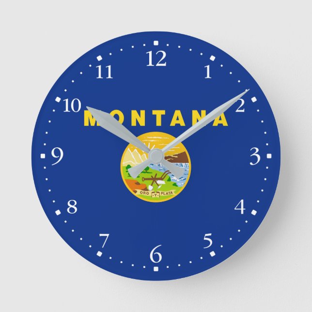 Staatsflagge von Montana Runde Wanduhr (Vorderseite)