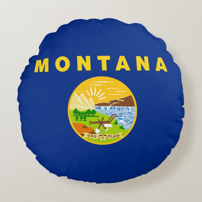Staatsflagge von Montana Rundes Kissen (Vorderseite)