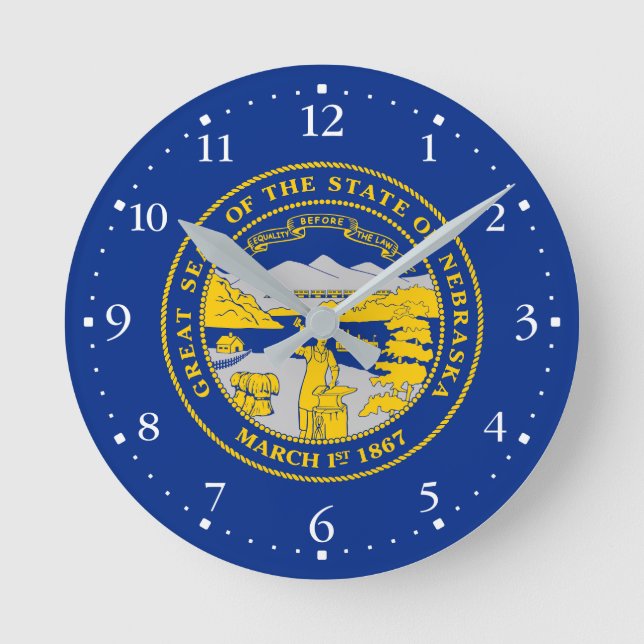 Staatsflagge von Nebraska Runde Wanduhr (Vorderseite)